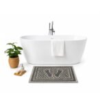 bathroom mat with textured footprint design