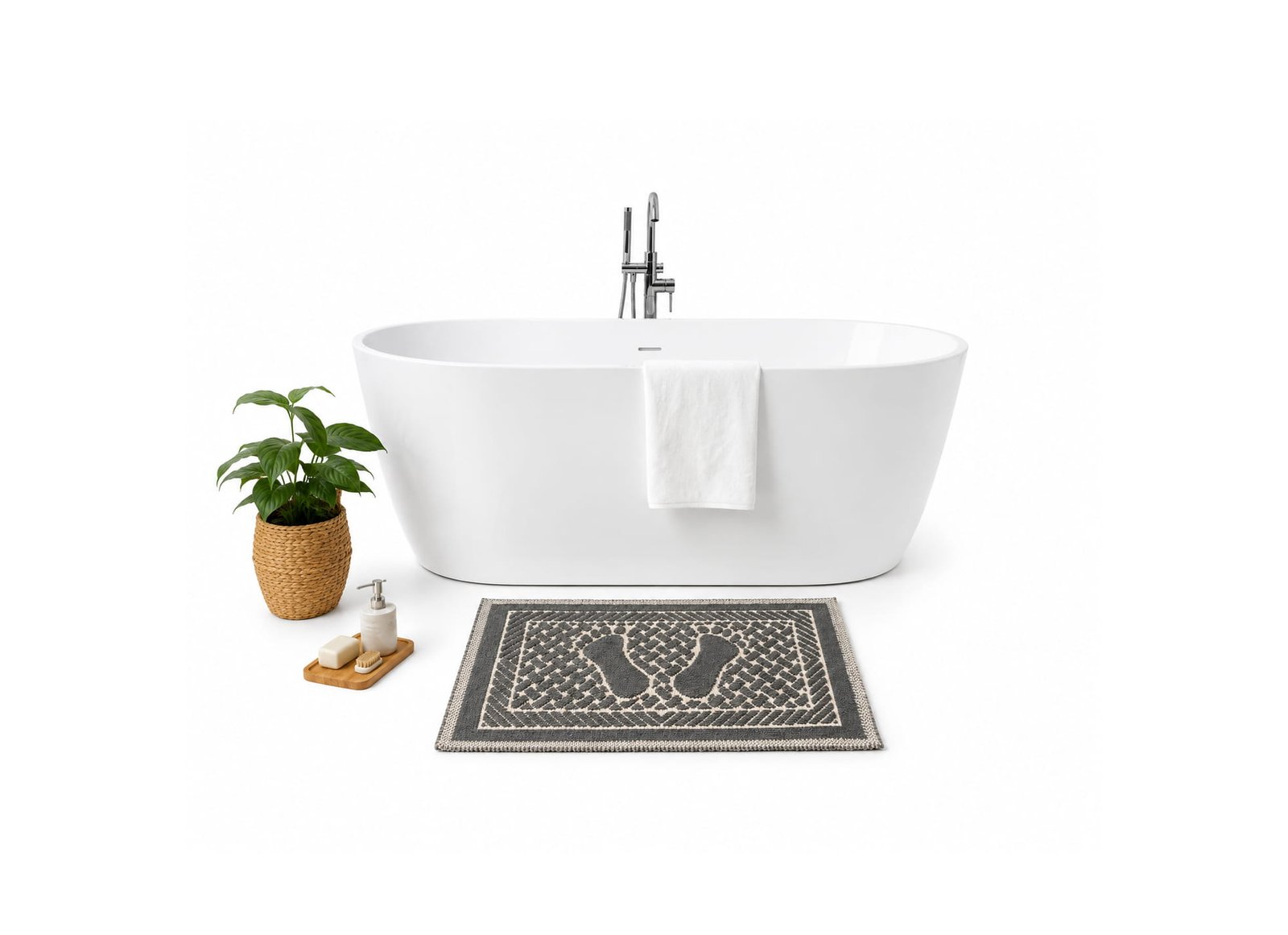 bathroom mat with textured footprint design