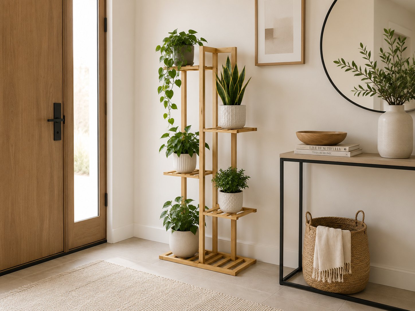 Multi-Tier Wood Plant Stand Rack