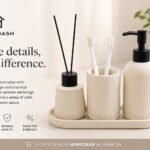 Luxury Ribbed Ceramic Bathroom Set 4 PCS White