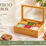Natural Bamboo Tea Box With 6 Compartments