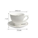 Ceramic Tea Cup Set 12 PCS White Gold Rim