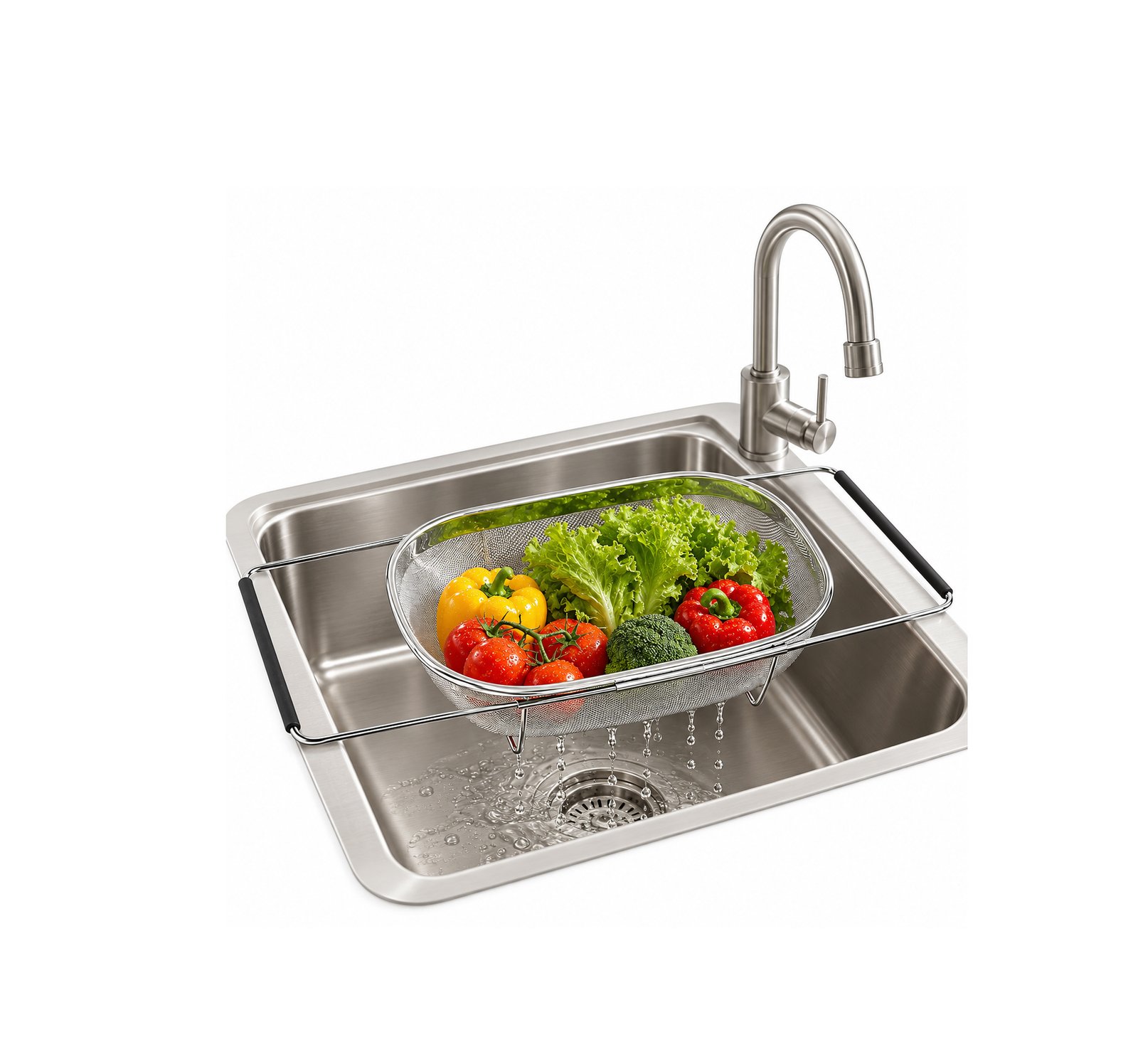 ADJUSTABLE SINK COLANDER 34CM STAINLESS STEEL