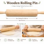 Rolling Pin with Rotating Handles Natural Wood