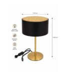 Black Gold Metal Night Lamp With Switch 32cm