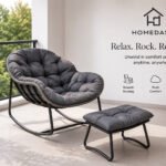 Dark Grey Rocking Lounge Chair With Footrest
