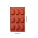 silicone 9-cavity madeleine shell cake mold with non-stick flexible food-grade silicone for baking cakes, cookies, chocolates, and desserts.