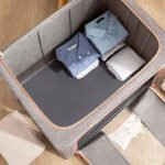Large Storage Box with Transparent Window Grey Beige
