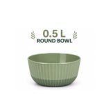 BPA-free round plastic bowl with fluted design for cereals, snacks, desserts, fruits, and everyday dining.