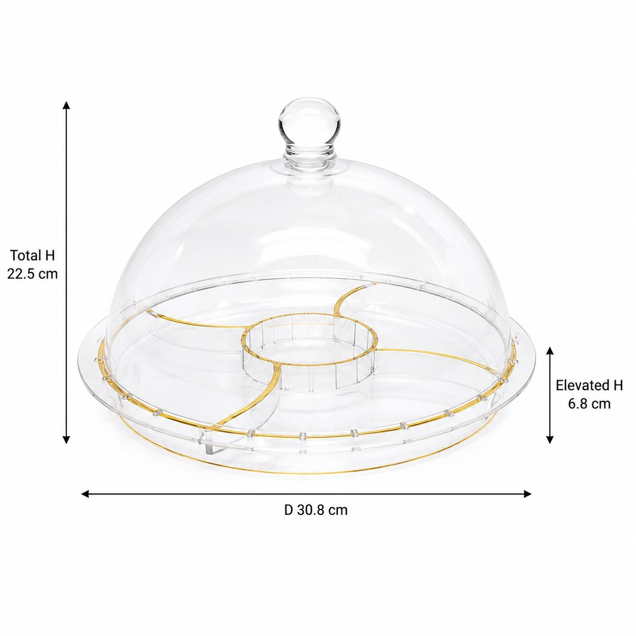 ELEVATED CAKE STAND 30.8CM - GOLD ACCENT - Image 2