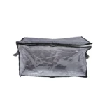 Foldable Quilt Clothes Storage Bag with Clear Window Dark Grey
