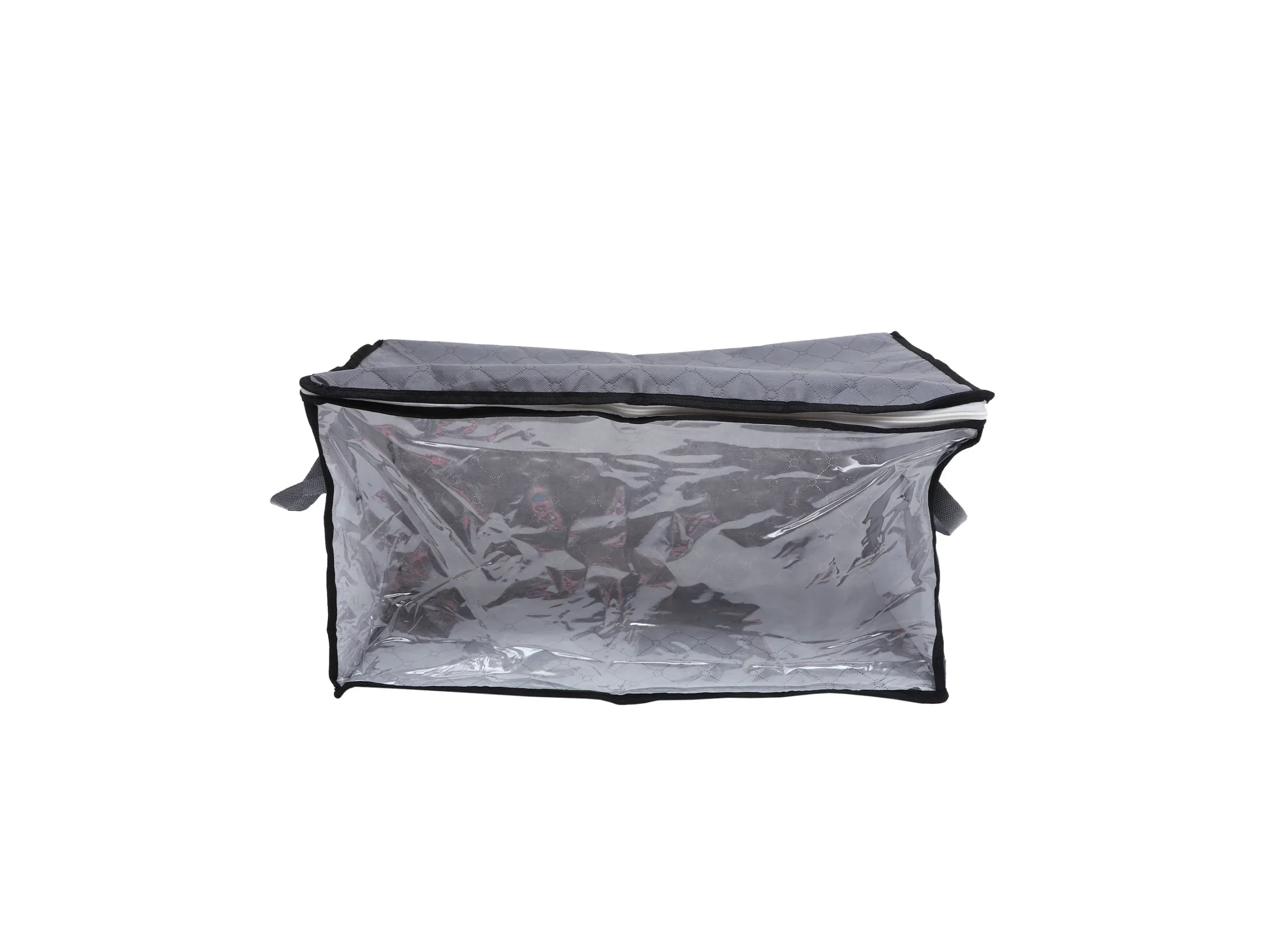 Foldable Quilt Clothes Storage Bag with Clear Window Dark Grey