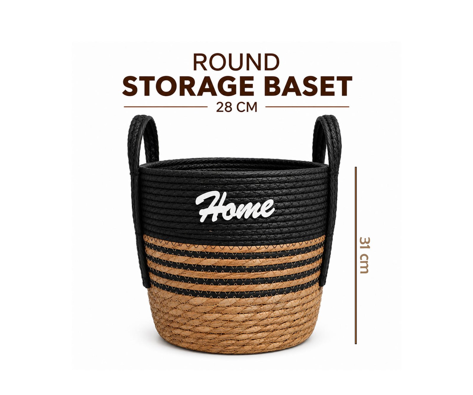 Seagrass Storage Basket with Handles 28 cm
