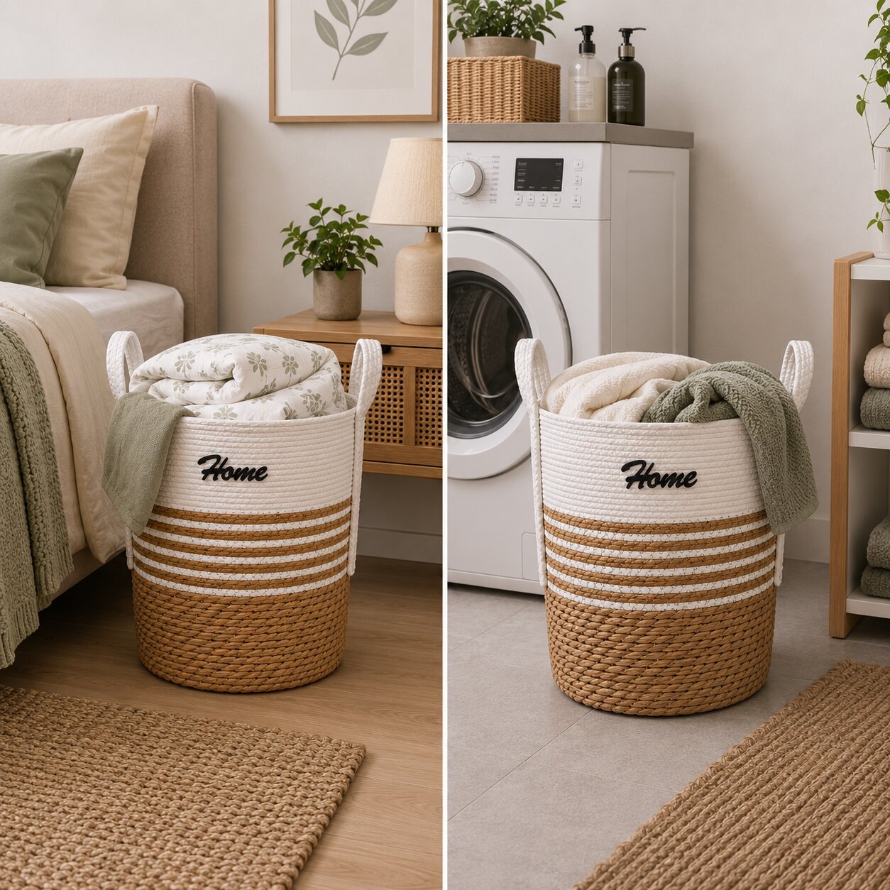 seagrass storage basket with side handles