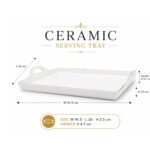 Rectangular Ceramic Serving Tray Gold Rim 41.5 cm
