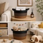 rope storage basket with handles for home organization