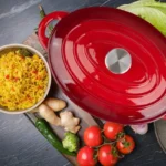 Enameled Cast Iron Oval Casserole 10.5L Red with Lid