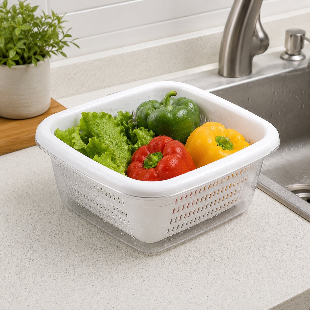 Hobby Life Square Colander With Bowl Set 2.3L