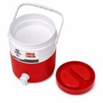 Red 1 Gallon (3.9L) insulated water cooler with leak-proof tap, screw lid, and carrying handle