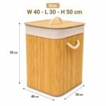 Foldable Bamboo Laundry Hamper with Lid 40x30x50 cm