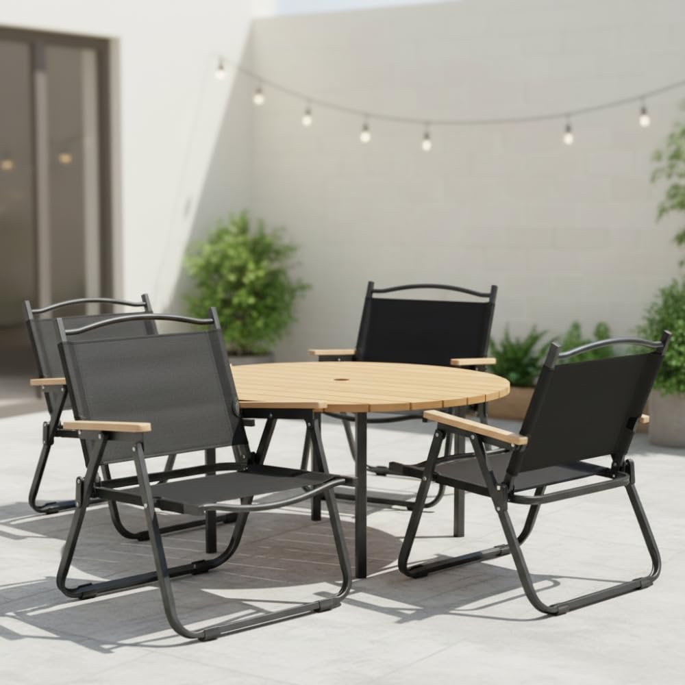 Portable Foldable Outdoor Camping Chair Black