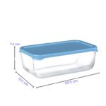 Paşabahçe Snow Box 1200 ml glass food storage container with light blue lid