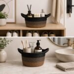 Round Woven Rope Storage Basket 23 CM with Handles