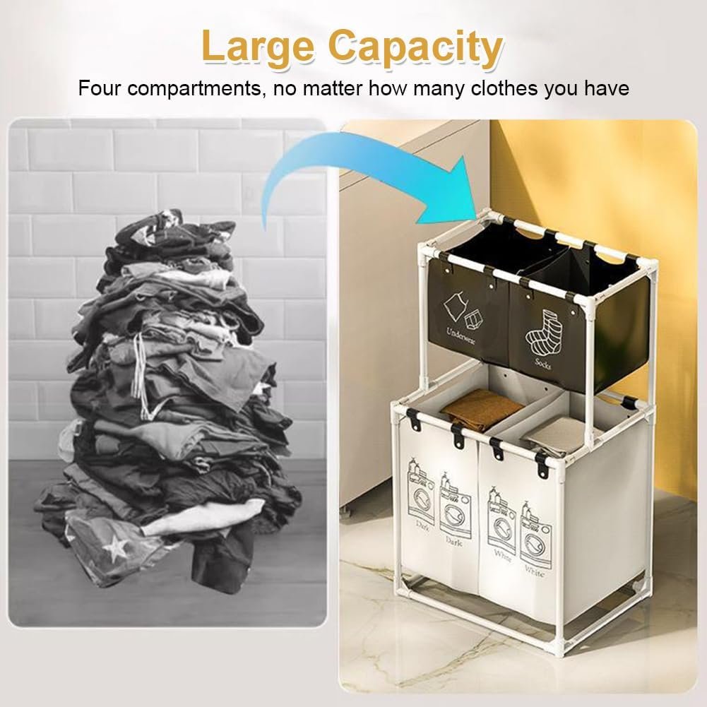 Laundry Basket Steel Fabric 57x44x97cm