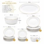 Ribbed White Ceramic Dinner Set 26 PCS with Gold Rim