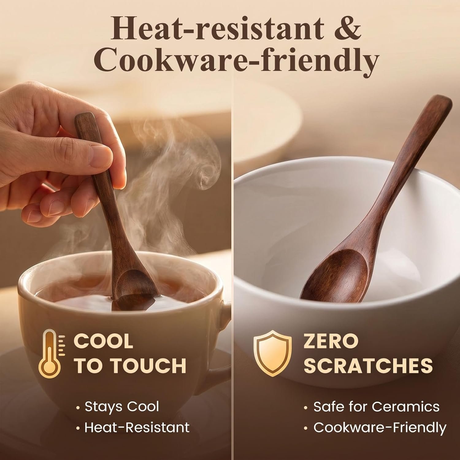 2 PCS Mini Wooden Honey & Spice Spoons 12.5cm