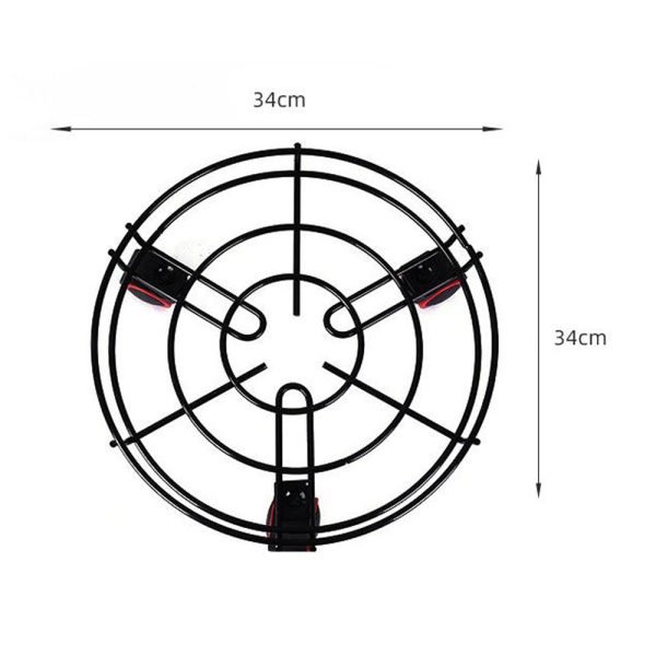 Metal Gas Cylinder Holder with 3 Moving Wheels Black