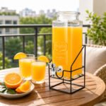 Glass Water Dispenser with Tap & Iron Frame Stand