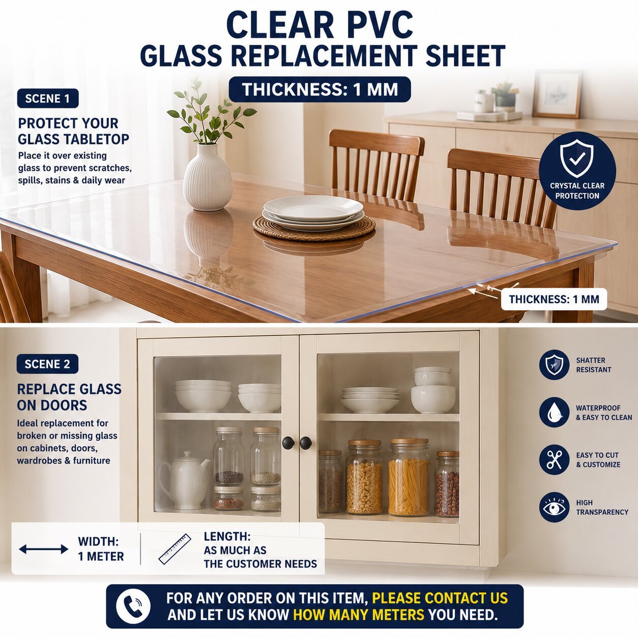 1mm Clear PVC Glass Replacement Sheet – Custom Length