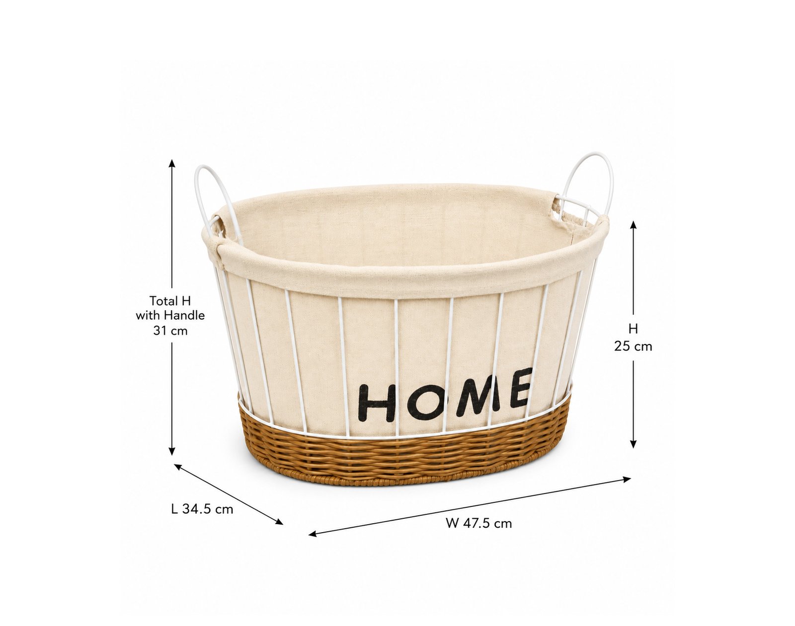Wicker Storage Basket with Washable Fabric Liner