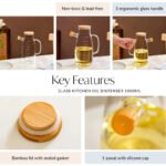 Glass Kitchen Oil Dispenser 1000ml with Bamboo Lid