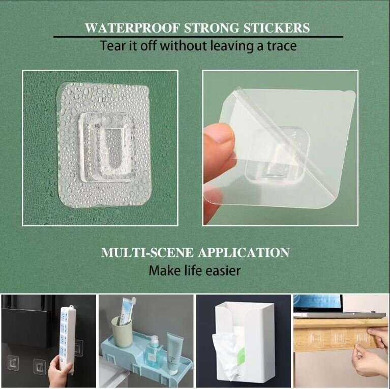 Transparent self-adhesive male and female interlocking wall hooks