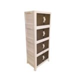 WHEELED 4-TIER STACKABLE STORAGE CABINET 160L - Beige