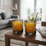Glass Cups Set of 6 Grey 215ml Diamond Cut Tumbler