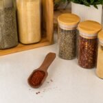 wooden spice and coffee scoop measuring 11 cm, ideal for spices, coffee, herbs, tea, sugar, and bath salts.