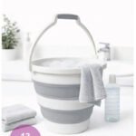 Collapsible Foldable Water Bucket White Gray