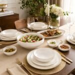 White Ceramic Gold Rim Dinner Set 26 PCS