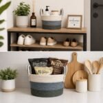 Round Woven Rope Storage Basket 23 CM with Handles