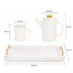 Elegant Ceramic Tea Set with Teapot, 6 Cups and Serving Tray