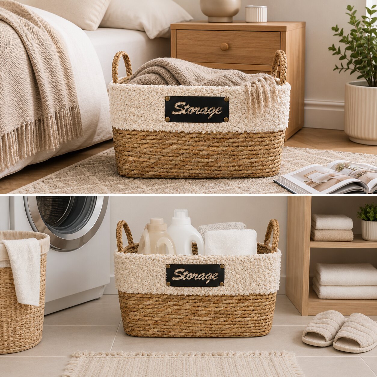 Square Seagrass Decorative Storage Basket 33cm