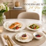 Floral Ceramic Dinner Set 24 Pcs Gold Trim
