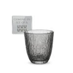 Glass Cups Set of 6 Textured Tumbler 300ml Grey Green