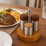 Stainless Steel Seasoning Set with Wooden Stand