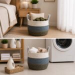 Round Woven Rope Storage Basket 33 CM with Handles
