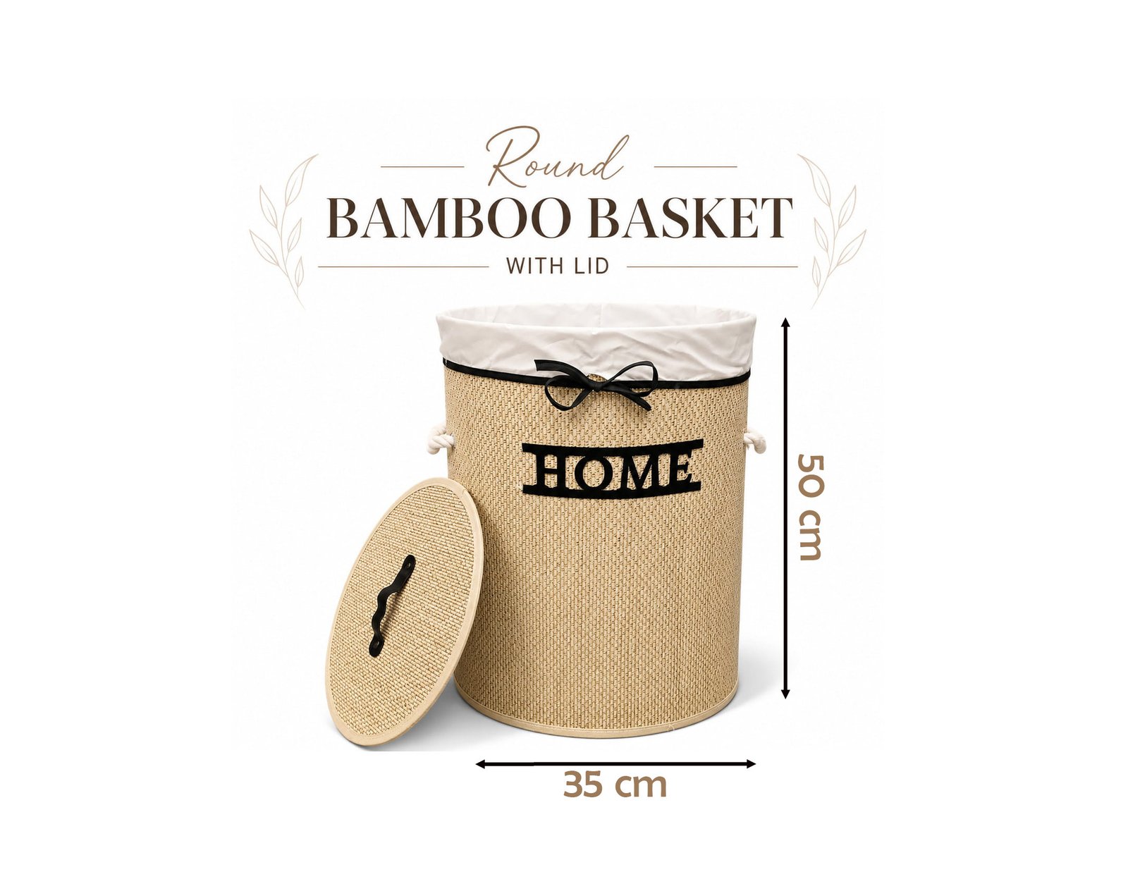 Storage Basket with Lid Natural Woven Organizer