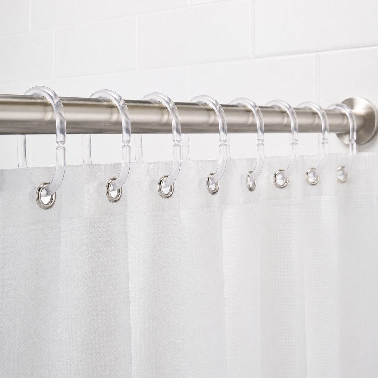 12PCS Transparent Plastic Shower Curtain Rings